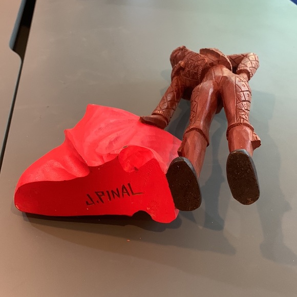 Vintage Spanish Matador Wood Carving Statue Figurine Mid Century Décor Boho - Picture 3 of 9